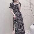 thumbnail image 6 of Fashion Square Collar Printed Loose Folds Puff Sleeve Long Dress Female Clothing 2024 Summer New Office Lady Floral Dress, 6 of 6