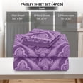 thumbnail image 4 of Lux Decor Twin 4 Piece Bed Sheet Set - Paisley Printed Microfiber Sheets, Ultra Soft, Deep Pocket, Wrinkle-Free, Breathable, OEKO-TEX Certified - Twin, Purple, 4 of 9