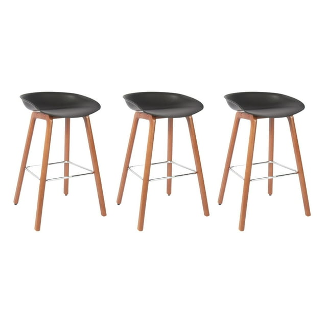 Bronte Living 26 inch Modern Polypropylene Counter Stool with Footrest for Kitchen, Restaurant - Series Connor - Set of 3