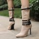 thumbnail image 4 of NECHOLOGY Botas Mujer Adulto Femenino Zapatos Botines mujer Zapatos de mujer Botas largas hasta el tobillo de moda Tacones gruesos Botas largas de gamuza plisadas por encima de la rodilla (Beige, 8), 4 of 7