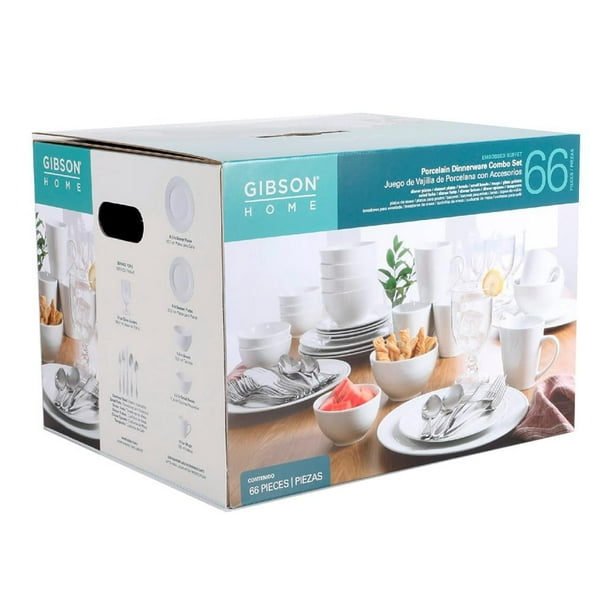 Vajilla Gibson Home con Copas y Cuberteria 66 Piezas Walmart en