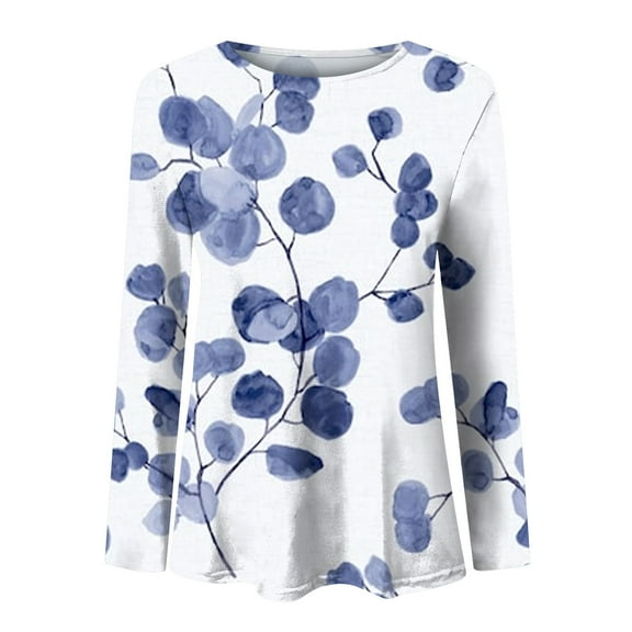 Ketyyh-chn99 Long Sleeve Shirts for Women Long Sleeve Shirts Zip Casual Women Tops Blue,M