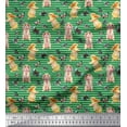 thumbnail image 1 of Soimoi Green Cotton Duck Fabric Stripe,Insect & Bunny Animal Print Fabric by The Yard 42 Inch Wide, 1 of 1