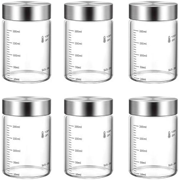 Tian Qi Glass Juice Bottles with Lids 6oz,Juicing Bottles Reusable Glass 100% Leakproof for Juicing,Water,Kombucha,Milk,Milkshake,Coffee,Borosilicate Glass,6 Pack,Dishwasher Safe