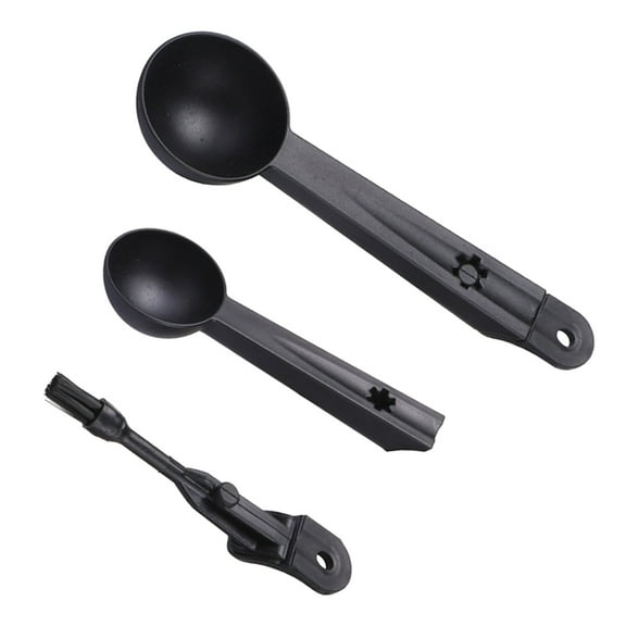 Raindrops Stylish Coffee Scoop with Detachable Brush for Kitchen Use Made of Plastic Black 2 Tbsp 30 ml