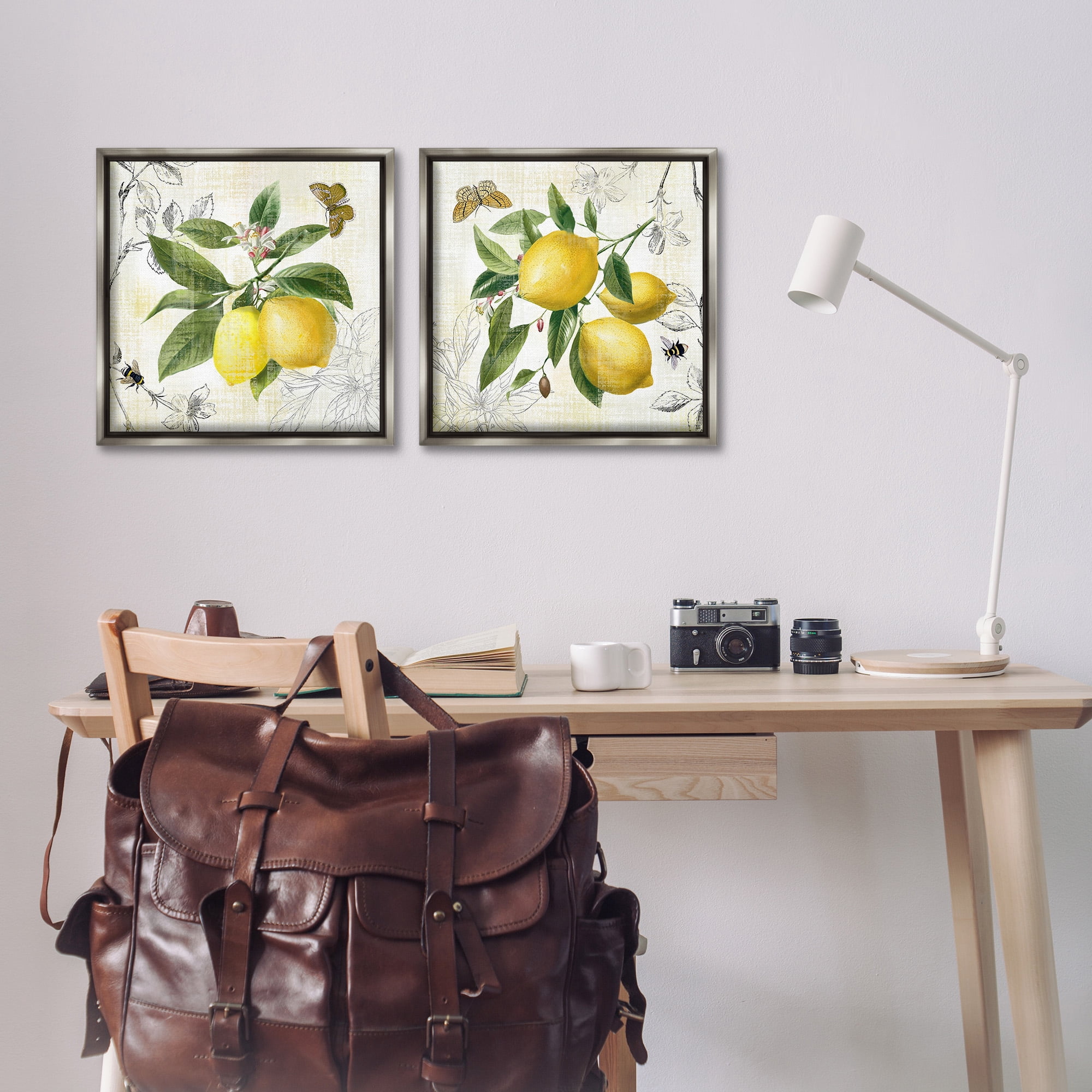 Stupell Industries Distressed Country Lemons Food & Beverage Painting Gray Floater Framed Canvas Art Print Wall Art, 18 x 18, Set of 2