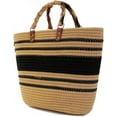 thumbnail image 2 of Kukuzhu Women Straw Large Tote Bag Retro Bamboo Handle Strip Beach Handbag Summer Woven Handmade Elegant Travel Purse, 2 of 2