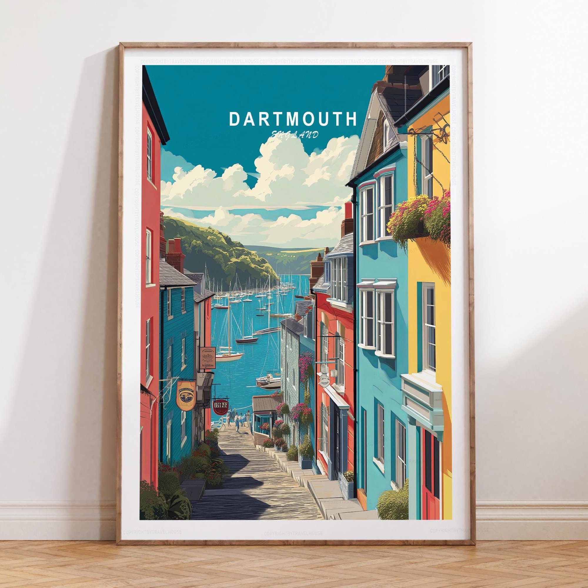 Dartmouth England Travel Minimalist Cityscape Gifts Decorative Wall Art Poster , Poster Print Only