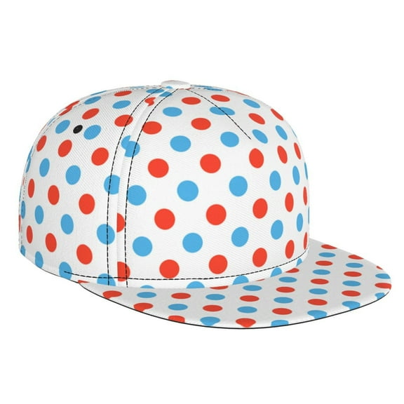 Hirioo Red Blue Polka Dots for Baseball Cap Men Cap Flat Brim for Men Women Teens Adjustable Baseball Cap