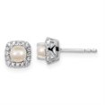 thumbnail image 3 of Auriga Fine Jewelry 925 Sterling Silver Pearl and Diamond Stud Earrings for Women, 3 of 6