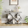 thumbnail image 1 of Kojooin 3-Tier Entryway Console Table, Industrial Sofa Table with Open Storage Shelves and X-Frame for Hallway or Foyer, 1 of 8