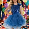 thumbnail image 5 of Byoo Toddler Girls’ Solid Color Party Dress Shimmery Sequin Carnival Sleeveless Tulle Dresses for Child Party Holiday Gown Navy, 5 of 5