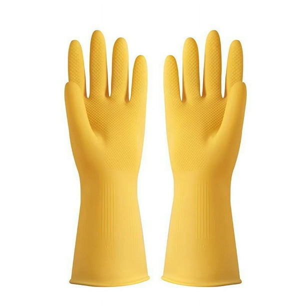 Guantes Reutilizables para el Hogar, Guantes de Goma para Lavar Platos, Grosor Extra, Mangas Largas, Limpieza de Cocina, Trabajo, Pintura (Talla M, Amarillo, )