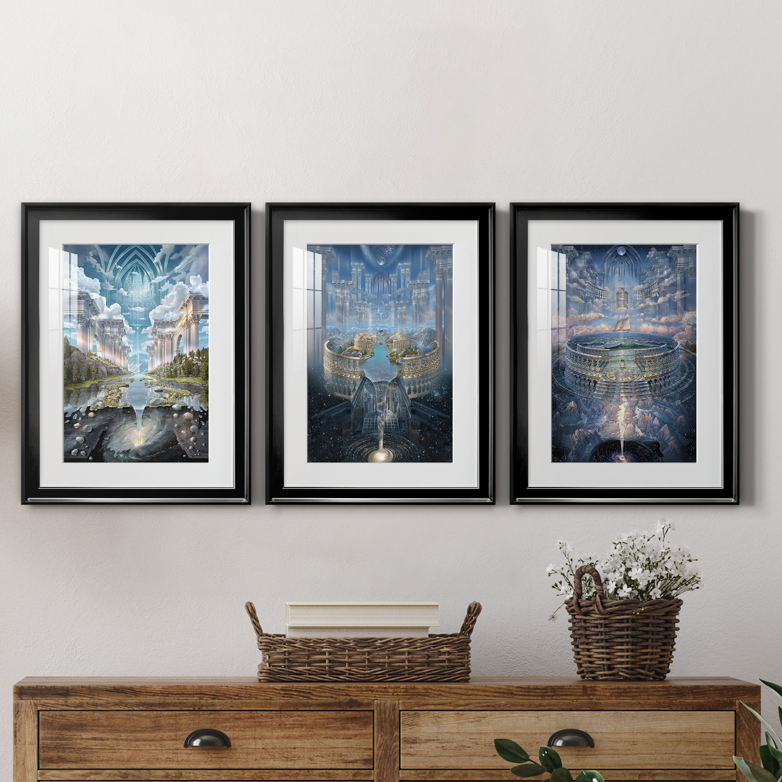 Genesis II Premium Framed Prints Set of 3 - Ready to Hang - 18 x 24 Each - Black Frame