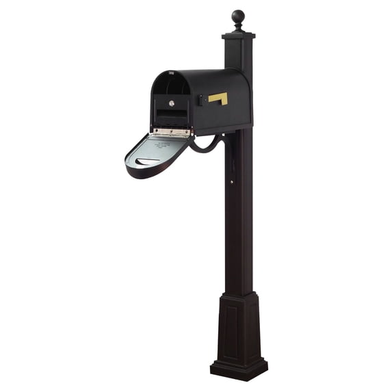 Special Lite Products Classic Curbside Mailbox with Locking Insert and Main Street Mailbox Post with Base