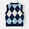 thumbnail image 5 of ZACPNCV V Neck Knitted Vests for Boys Girls Sleeveless Sweater Vest Pullover Knitwear Crop Tops Kids School Uniform Clothes Navy 4-5 Years, 5 of 9