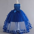 thumbnail image 4 of Miluxas Lace Tulle Flower Girl Dresses Tiered First Communion Dress for Kids Princess Birthday Party Gowns Blue 5 Years, 4 of 4