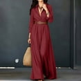 thumbnail image 5 of Aimik Women's Long Sleeve Button Down Maxi Shirt Dress Belted V-Neck Loose Fit Casual Flowy Maxi Dress, 5 of 6