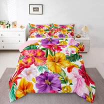 Castle Fairy Adults Tropical Flowers Full Size Comforter Sets,Chic Floral Bedding Sets