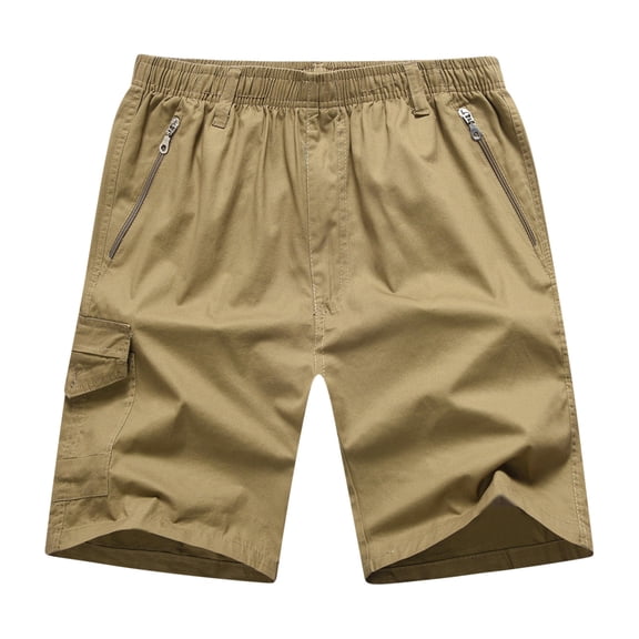 hotojiny Men's Hiking Shorts with Zipper Pockets Fashion Work Cargo Short Pants Vintage Straight Leg Cotton Shorts L-5XL