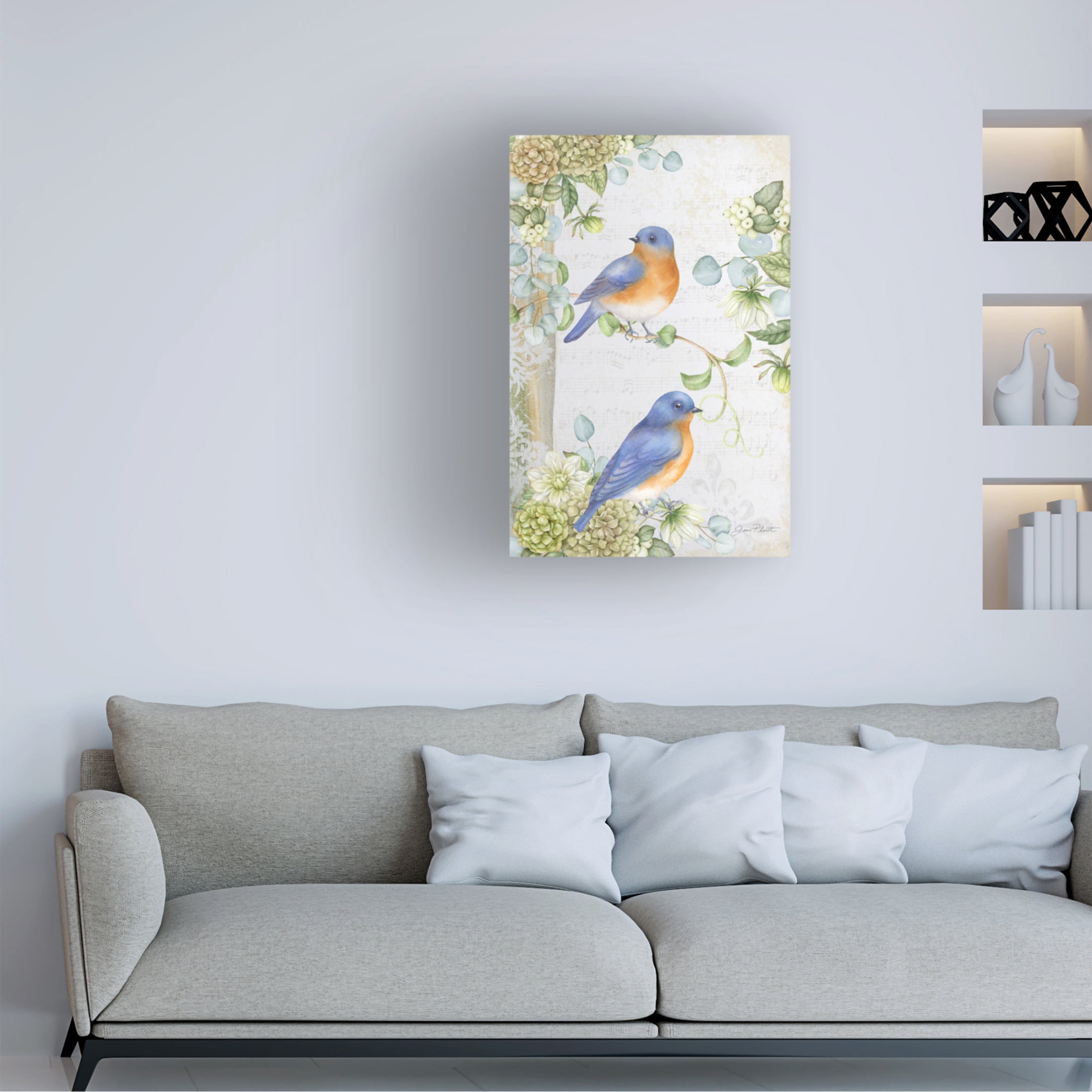 Canvas Wall Art - Jean Plout 'Songbirds D' Wall Art for Living Room, Bedroom, or Office Décor by Trademark Fine Art - 12 x 19 Inches