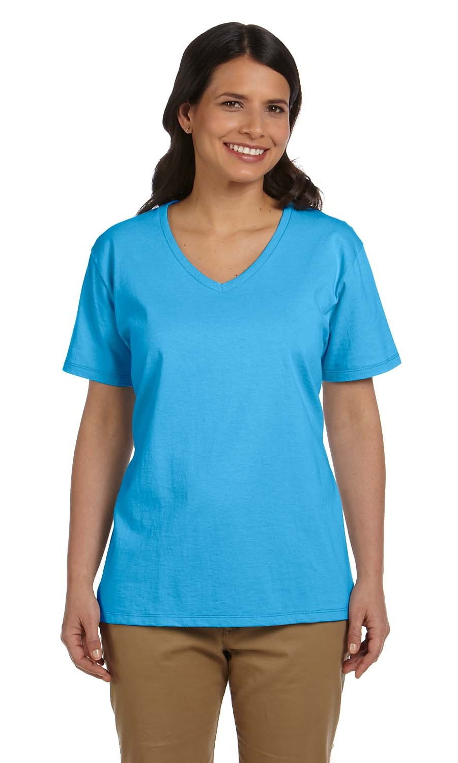 aqua blue v neck shirt