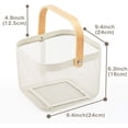thumbnail image 2 of Panier de Rangement Élégant, Design en Maille Métallique avec Poignée en Bois pour une Utilisation Durable et Robuste dans la Décoration de la Maison et la Récolte de Jardin, Parfait pour les Pique-Niques et Plus (25 x 25 x 18 cm), 2 of 5