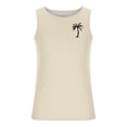 thumbnail image 4 of RYDCOT Mens Summer Beach Cotton Tank Top Hawaiian Palm Tree Print Sleeveless Muscle Basic Tee Vacation Tops Beige, 4 of 5