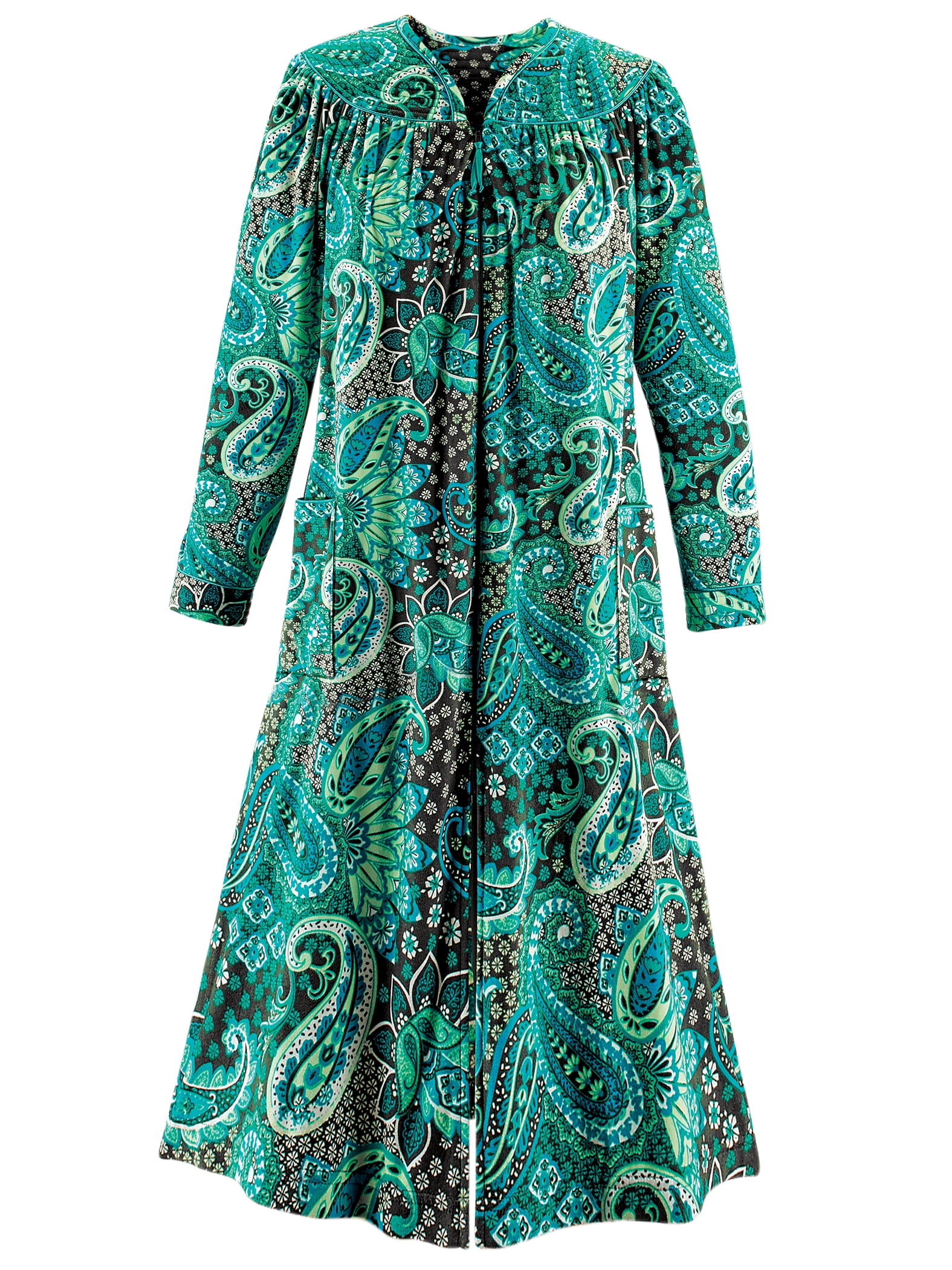 Collections Etc. Collections Etc Women's Paisley ZipFront LongSleeve Fleece Quilted