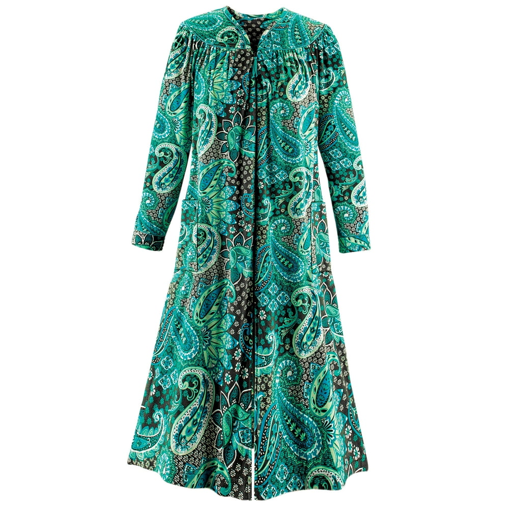 Collections Etc. Paisley ZipFront LongSleeve Fleece Quilted