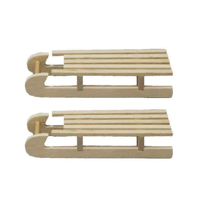 Paquete de 2 adornos navideños de trineo, mini trineo de madera rústica para escritorio, árbol de Navidad y repisa.