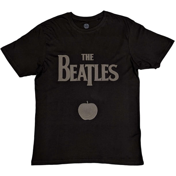 The Beatles - Camiseta Manzana de Algodón para Adultos Unisex (Negro)