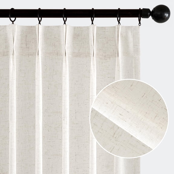 Pinch Pleated Linen Curtain Set, 2-Pack Natural 96" - Semi Sheer Light Filtering Drapes for Homeowners & Decor Enthusiasts