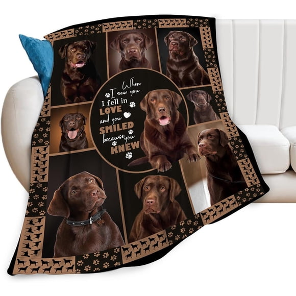 Labrador Blanket Chocolate Lab Dog Lovers Throw Blankets Plush Cozy Flannel Fleece Ultra Soft Fuzzy Blanket Gifts for Girls Women Men Boys Kids Bed 50"x60"