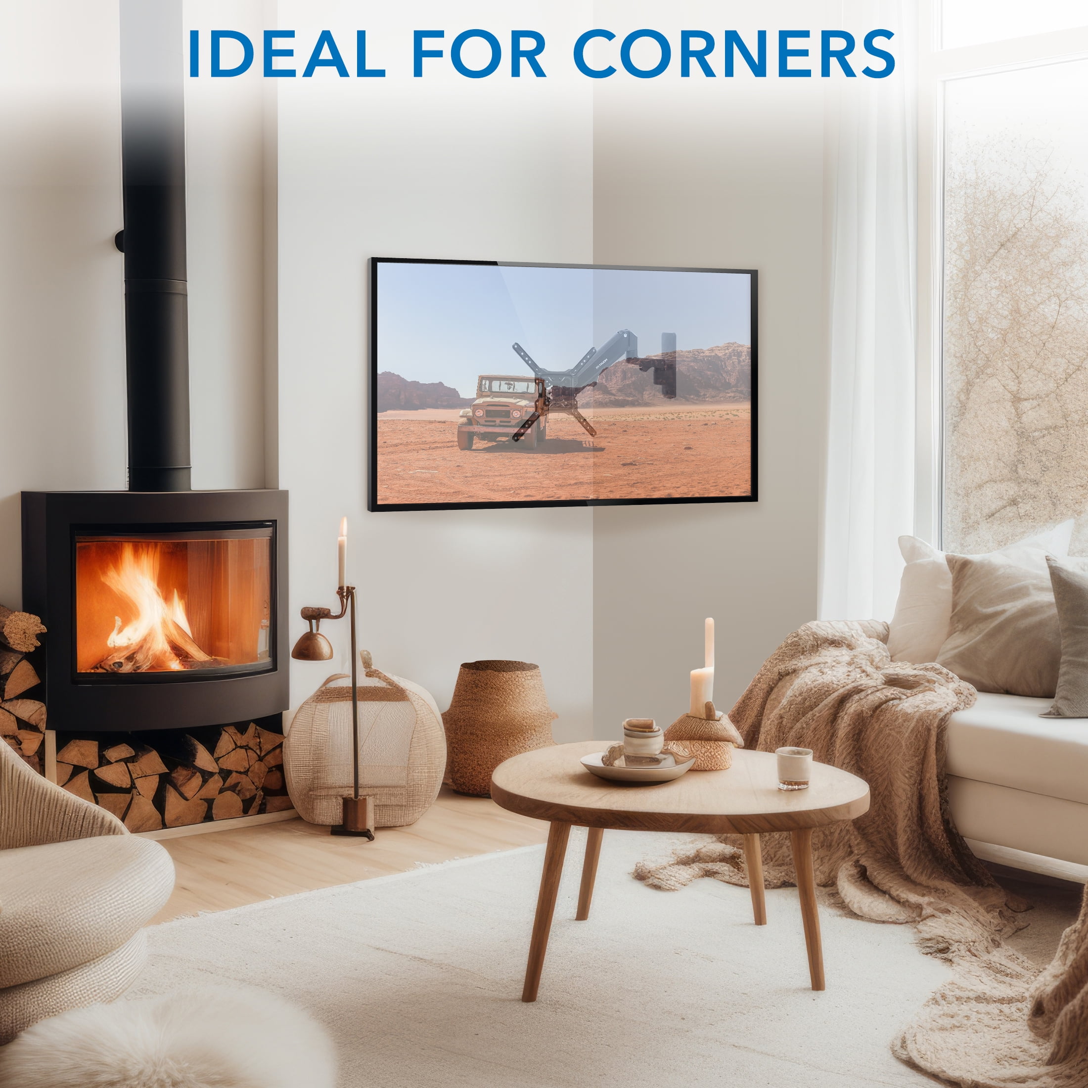Mount-It! Height Adjustable TV Wall Mount - Full Motion, Pull Down and Vertical Adjustment, Fits 23-55 Inch Screens, Max VESA 400x400mm, Swivel and Tilt Capabilities, 50.6 Lbs Capacity