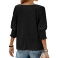 thumbnail image 4 of UVN Crewneck Blouse for Women Summer 3/4 Sleeve T-Shirts Casual Tees Ladies Loose Tops, 4 of 8