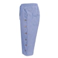 thumbnail image 4 of Striped Capri Pants for Women Elastic Waist Straight Wide Leg Cropped Pant Summer Casual Drawstring Side Button Capri Trouser with Pockets, 4 of 8