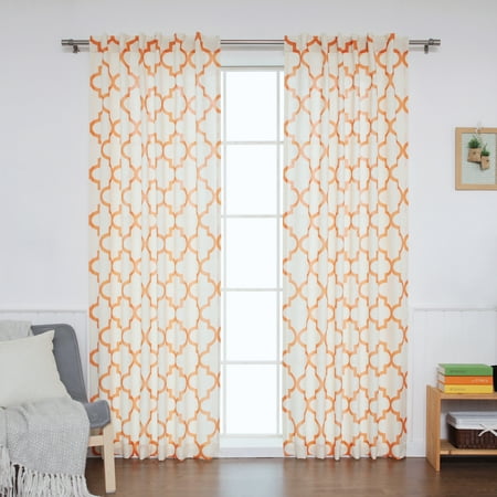 Quality Home Slub Faux Linen Reverse Moroccan Curtains Orange