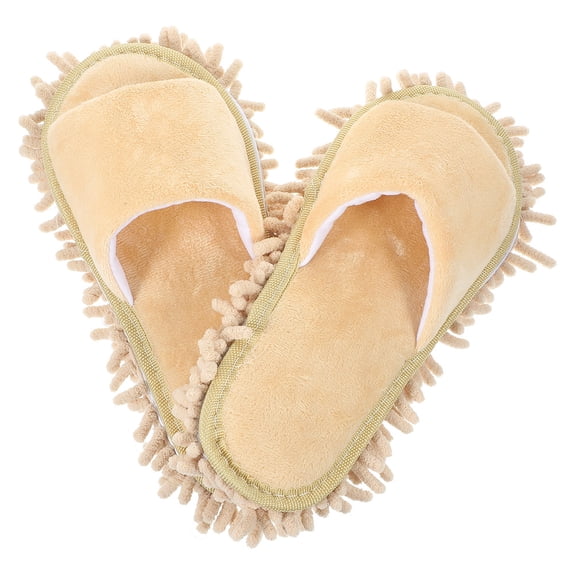FUEENIRVA Floor Cleaning Slippers for Women Beige 1 Pair