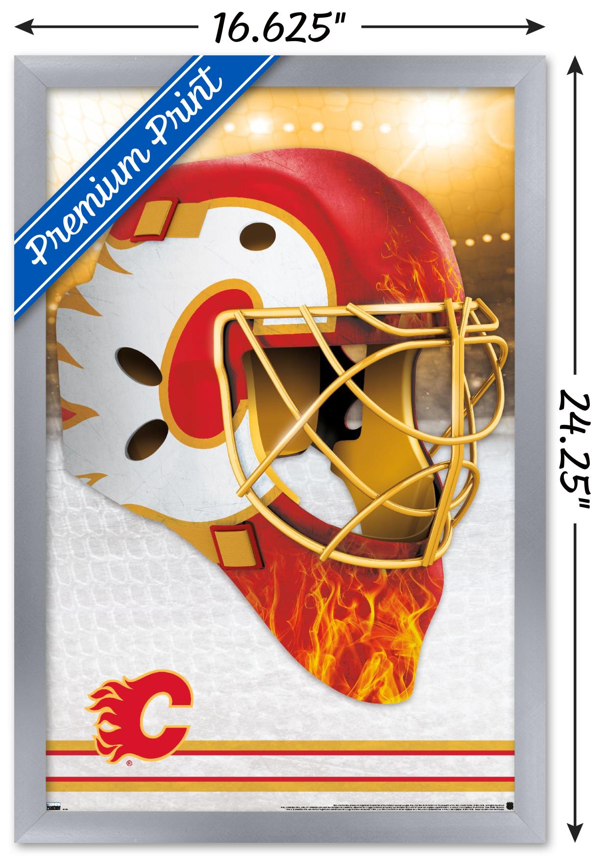NHL Calgary Flames - Mask 20 Wall Poster, 14.725" x 22.375", Framed