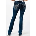 thumbnail image 3 of Grace in LA Women's Steerhead Feather Embroidered Pocket Bootcut Stretch Jeans (30, Blue), 3 of 3