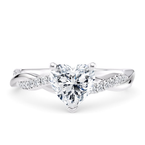 2.30 CTW Heart Cut Lab Grown Diamond Engagement Ring 925 Sterling Silver Twisted Wedding Ring