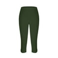 thumbnail image 4 of QATAINLAV Capri Leggings for Women Tummy Control Knee Length Cropped Bottom Summer Stretch High Waist Workout Yoga Capris 2024 Solid Color Legging Pants Best Sales Today Army Green XL, 4 of 6