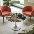 thumbnail image 4 of Bear Fish Lake Camp Elastic Fitted Round Table Cover Retro Forest Waterproof Outdoor Tablecloth for Holiday Party, Picnic, Patio & Dining Fits Tables Up to 36"-44", 4 of 8