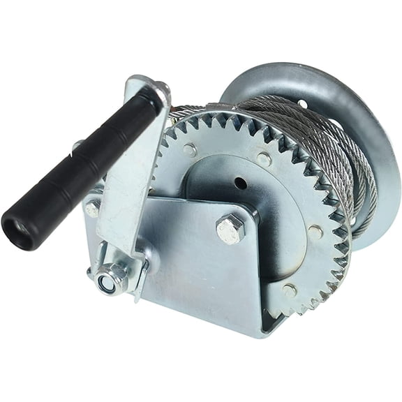 Heavy Duty Hand Winch 1200lbs Two-Way Adjustable Boat Trailer Winch with 10m 32ft Steel Cable, Crank Cable Gear Winch with Hook Fit for Boat Trailer or ATV