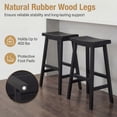thumbnail image 5 of ELLEGNT 2 PCS Solid Wood Saddle Bar Stools - Backless with Footrests, Wooden Counter Stools Black, 5 of 8