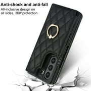 TECH CIRCLE Wallet Case for Samsung Galaxy Z Fold 5, Z Fold 5 Wallet Case, Slim Fit Multiple Cards Slots Ring Holder Stand Bumper Shockproof Phone Case for Galaxy Z Fold 5 5G -Black