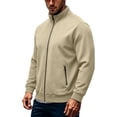 thumbnail image 4 of Zvmxot Men Fleece Sweatshirts Full Zip Stand Neck Sweatshirt with Zipper Pockets Casual Long Sleeve Jackets for Men, 4 of 7