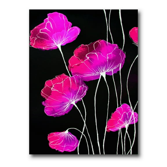 Designart ' Abstract Red Flower Detail On Black Background I ' Traditional Canvas Wall Art Print