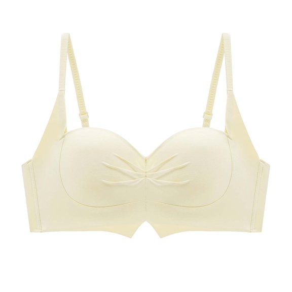 Nilvkv Demi Bras for Women, Wireless Bras for Women, Regular Strap Wireless Solid Half Cup Seamless Open Back Everyday Bra Beige 32ABC